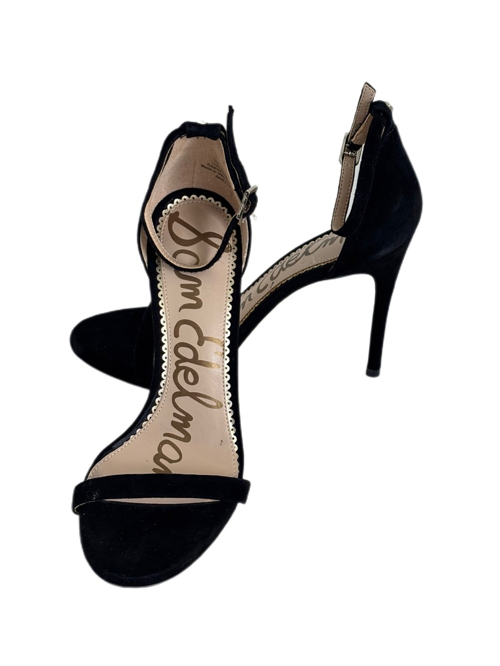 Sam Edelman Patti Black Suede Ankle Strap Heeled Sandals Shoes Women’s Size 8